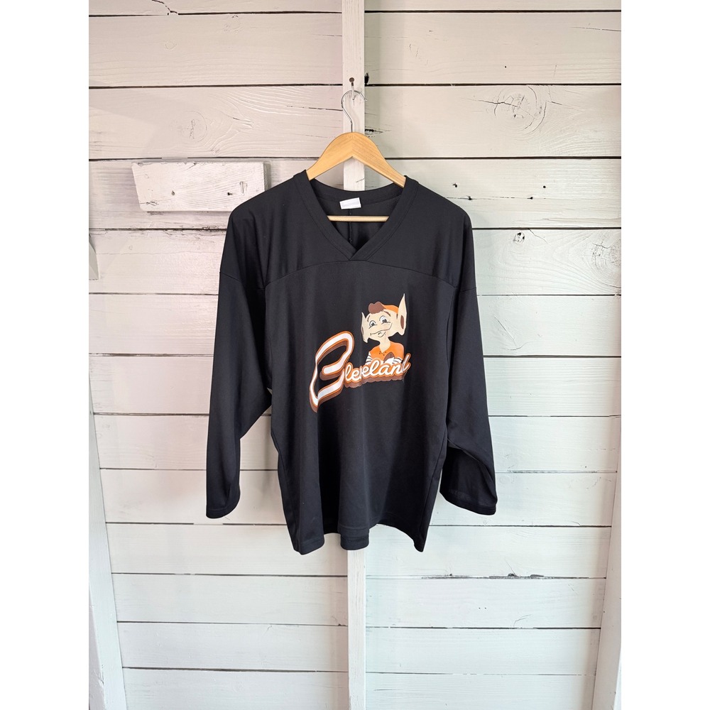 CCM Cleveland Browns Brownie the Elf Jersey Mens Small Black Mascot Vneck